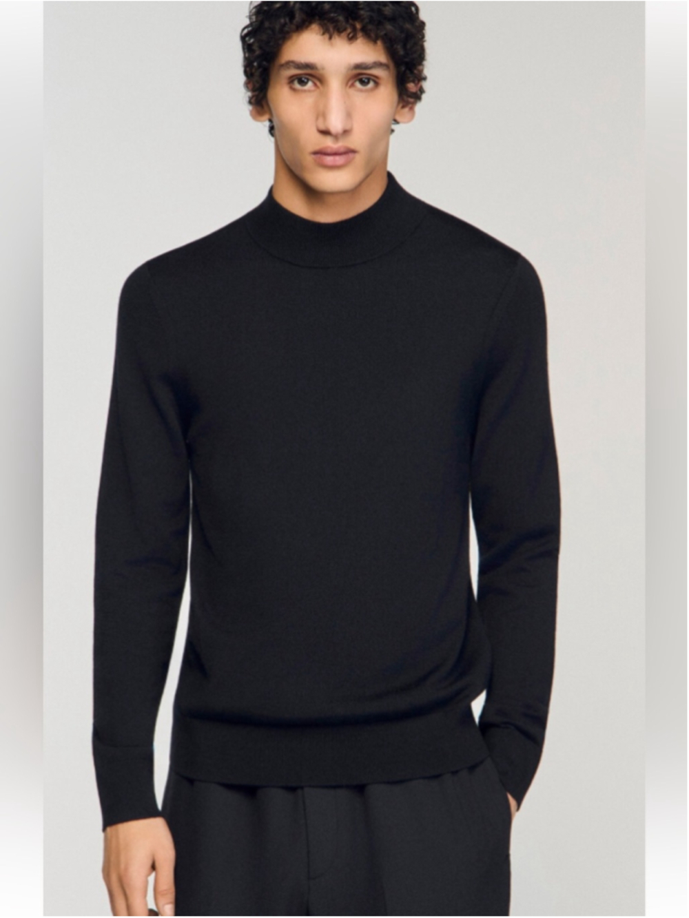 Sandro Paris Black 100% Wool Turtleneck Sweater Medium Luxury Minimalist French